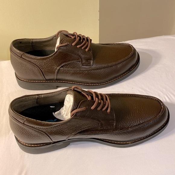 Apex Men's Moc Toe Oxford - Brown Leather Size 8.5 - Picture 3 of 5